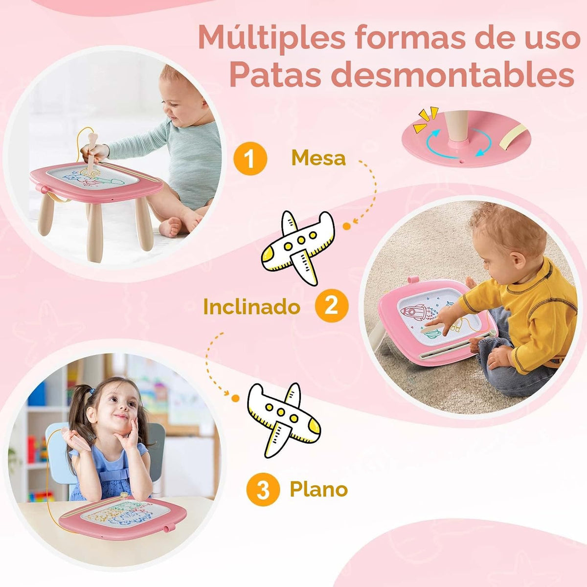 Kikidex Tablero magnético de dibujo, juguetes para niñas pequeñas d...