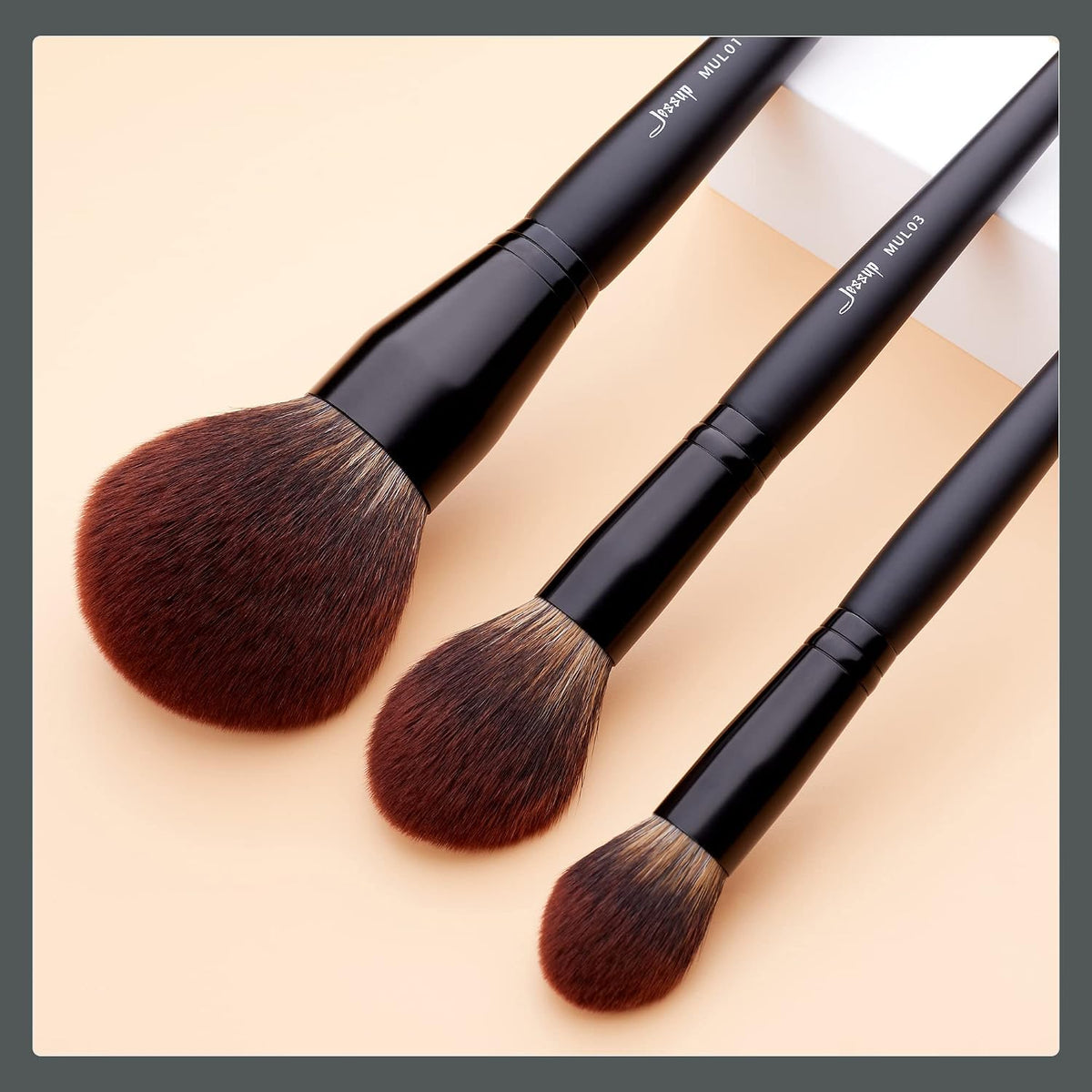 Jessup Pinceles de maquillaje facial grande, 3 piezas, cepillo de r...