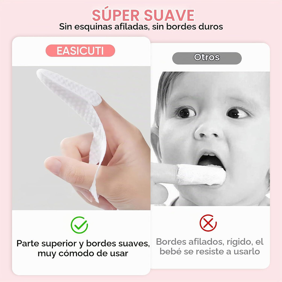 EASICUTI 40 piezas de cepillo de dedo para bebé, toallitas secas pa...