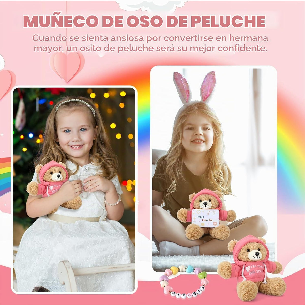 Osacoe "I'm The Big Sister" - Oso de peluche con caja d...