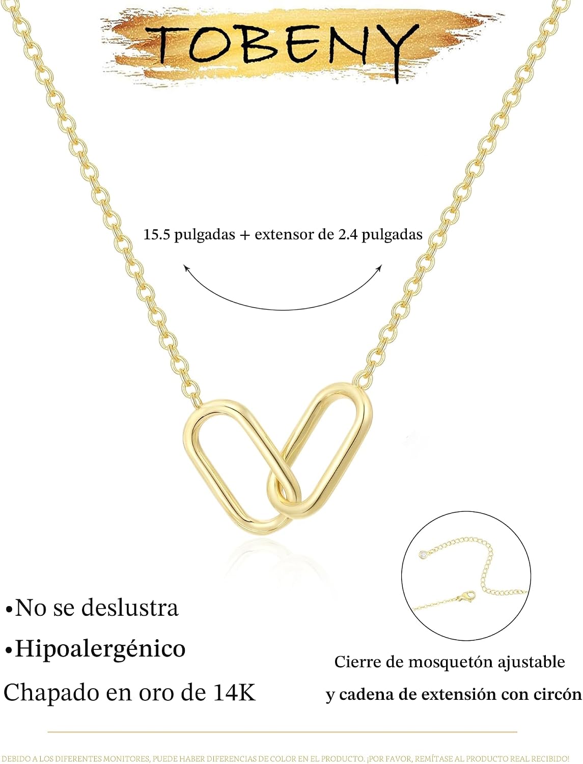 TOBENY Collar de oro para mujer, moderno, chapado en oro de 14 quil...