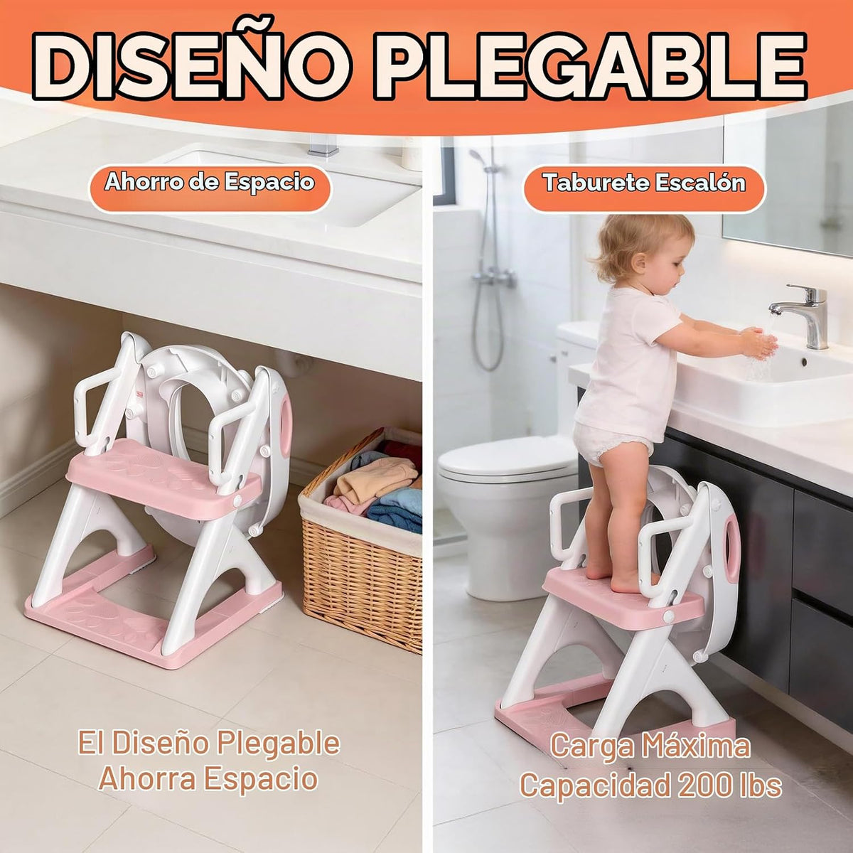 Reposabrazos de seguridad mejorados para asiento de inodoro 2 en 1...
