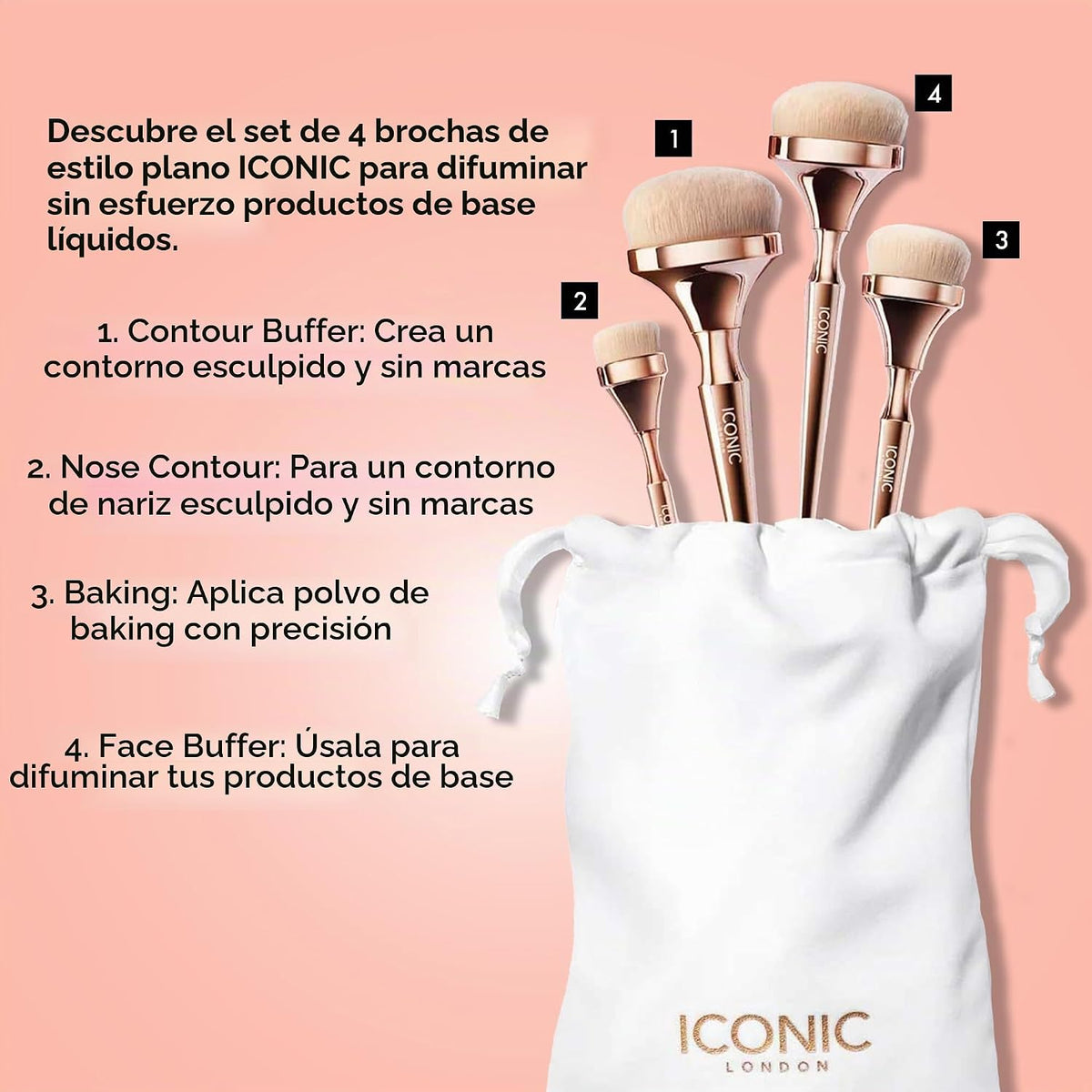 Juego de brochas de mezcla ICONIC LONDON HD | Brochas de maquillaje...