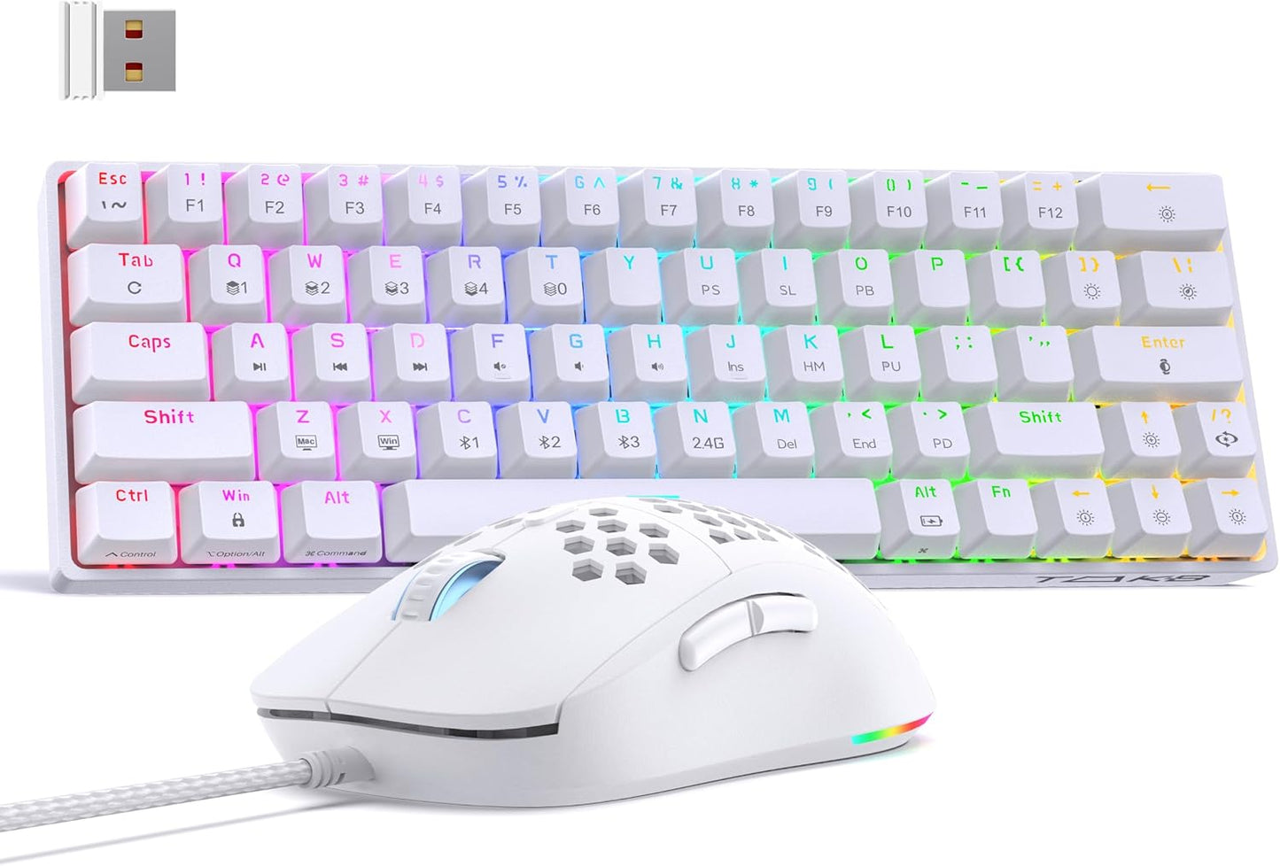 DIERYA Teclado inalámbrico para juegos T63 60% | Mouse M1SE | Retro...