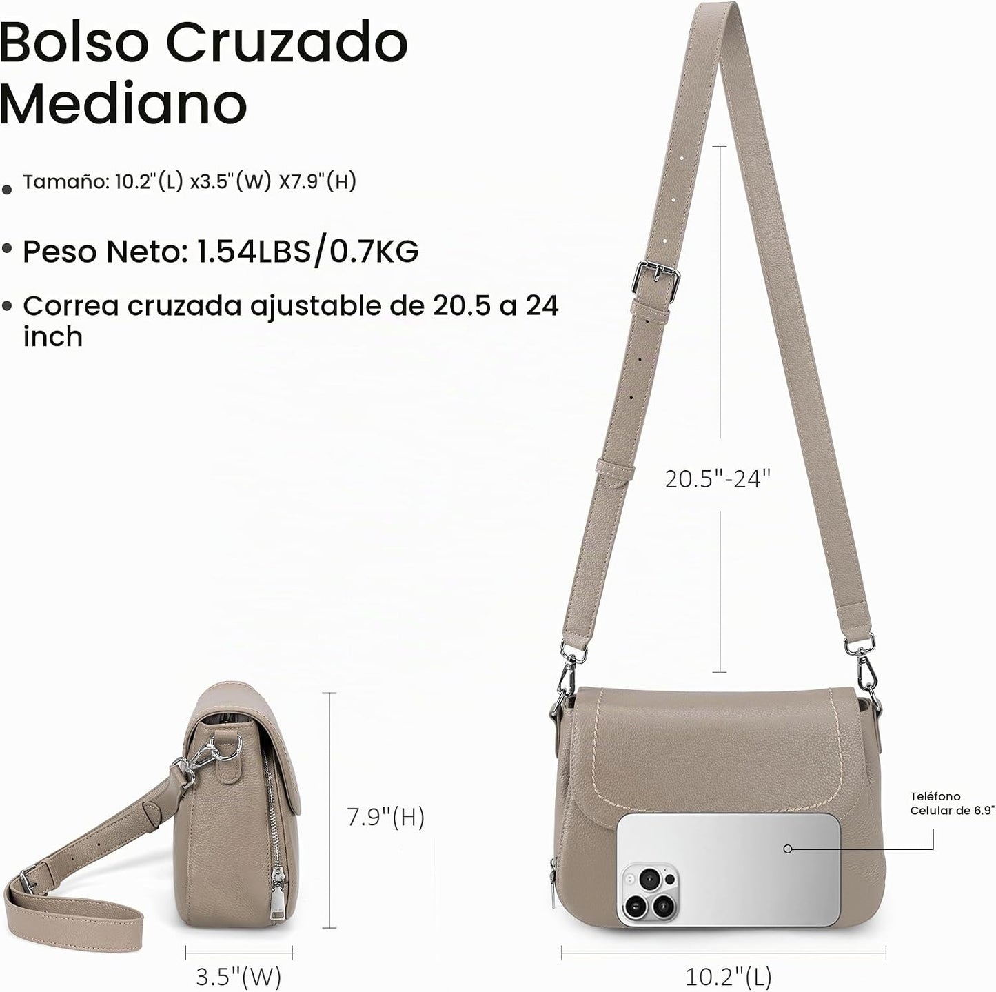 befen Bolsos cruzados de cuero genuino para mujer con cartera RFID...