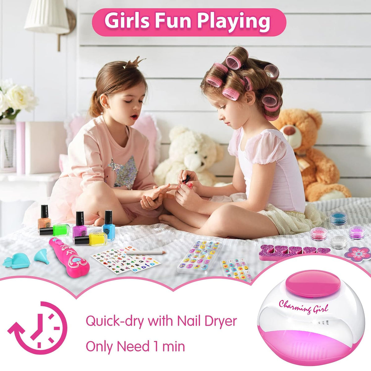BATTOP Juego de Esmalte de Uñas para Niñas, Kits de Arte de Uñas co...