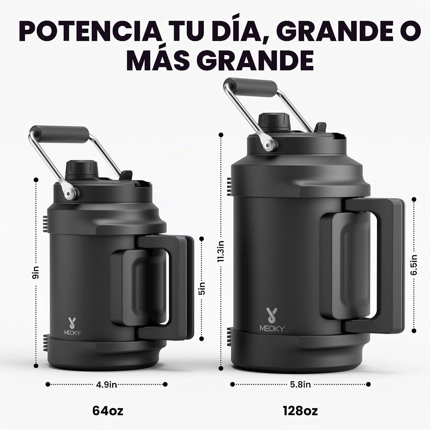 Botella de agua aislada de 1 galón para deportes: Meoky - Jarra de...