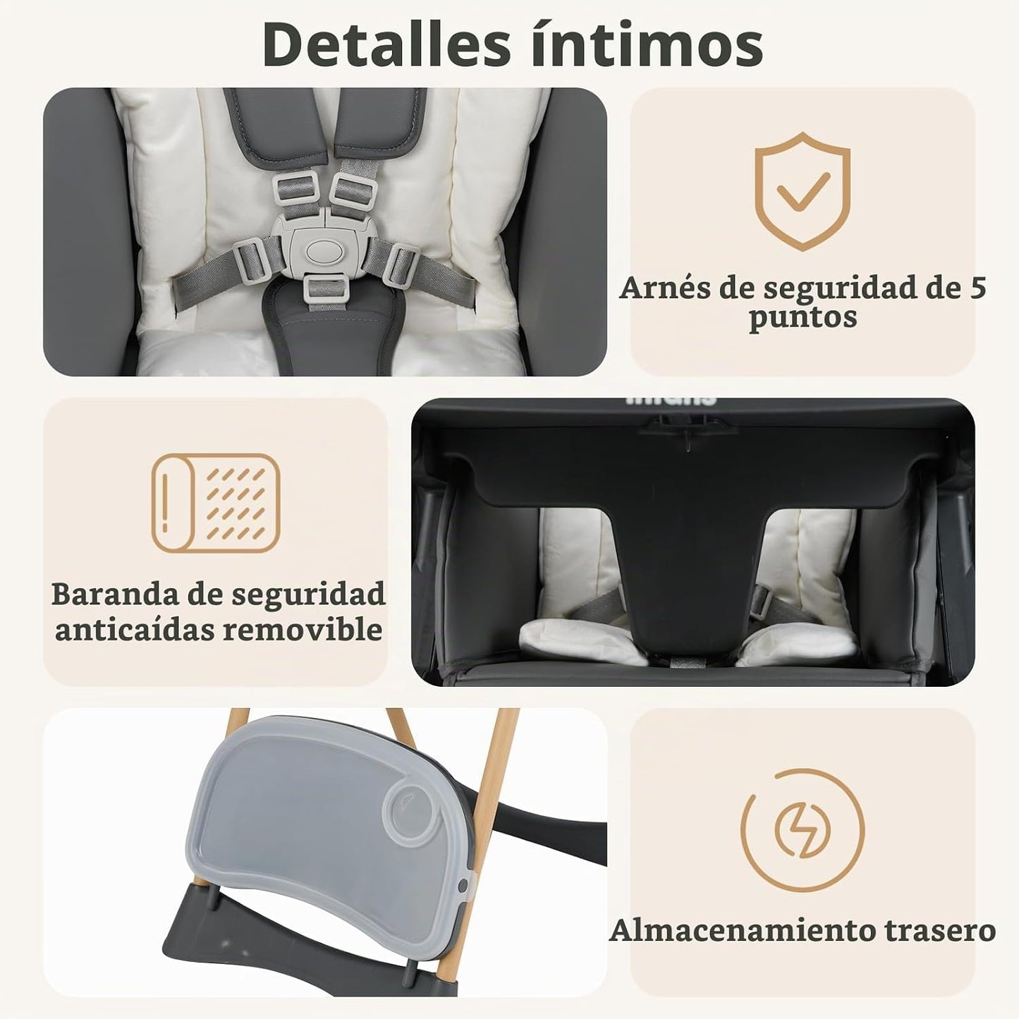 INFANS Silla alta para bebé, sillas altas para bebés y niños pequeñ...