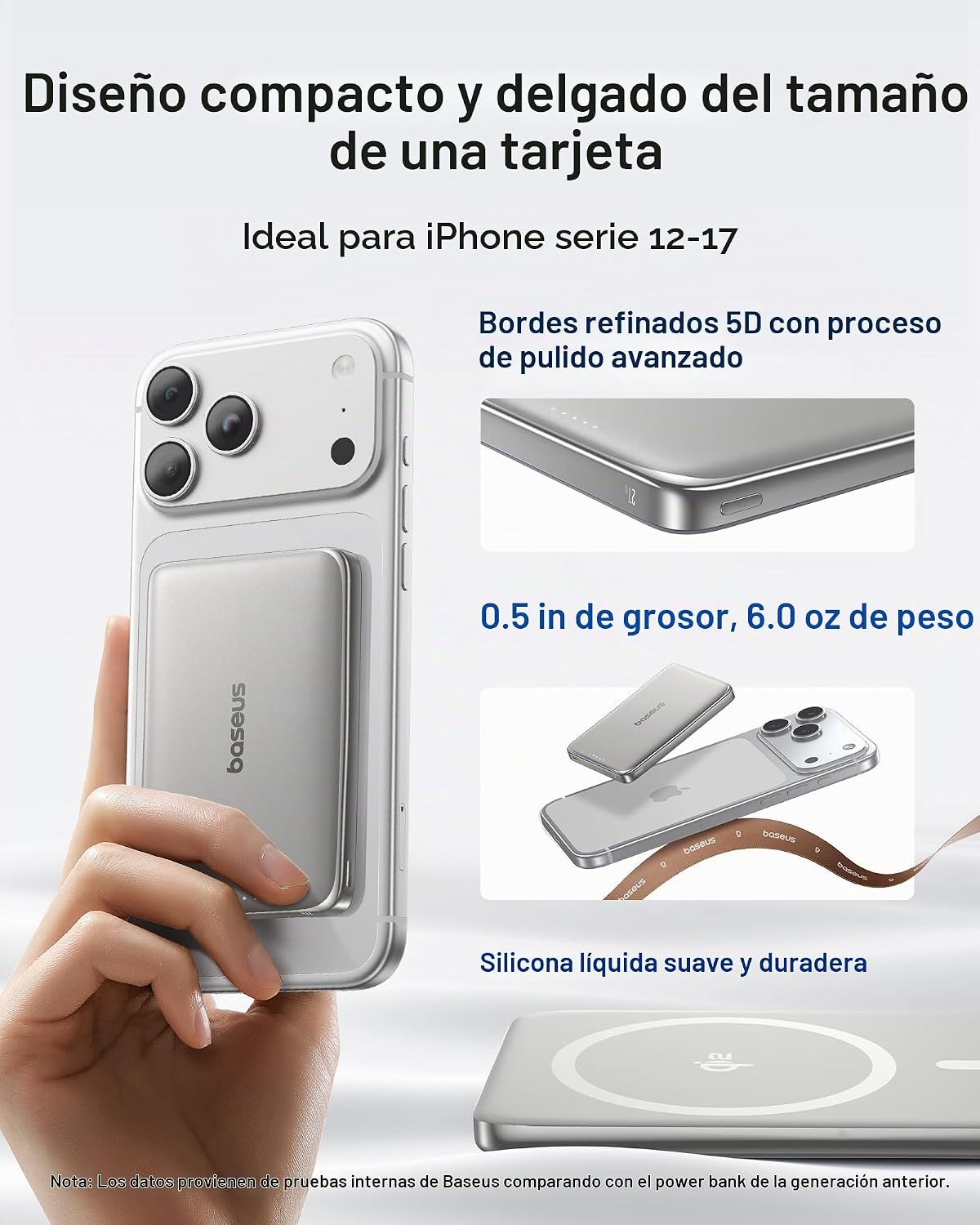 Baseus Picogo Power Bank, cargador portátil MagSafe ultra delgado d...