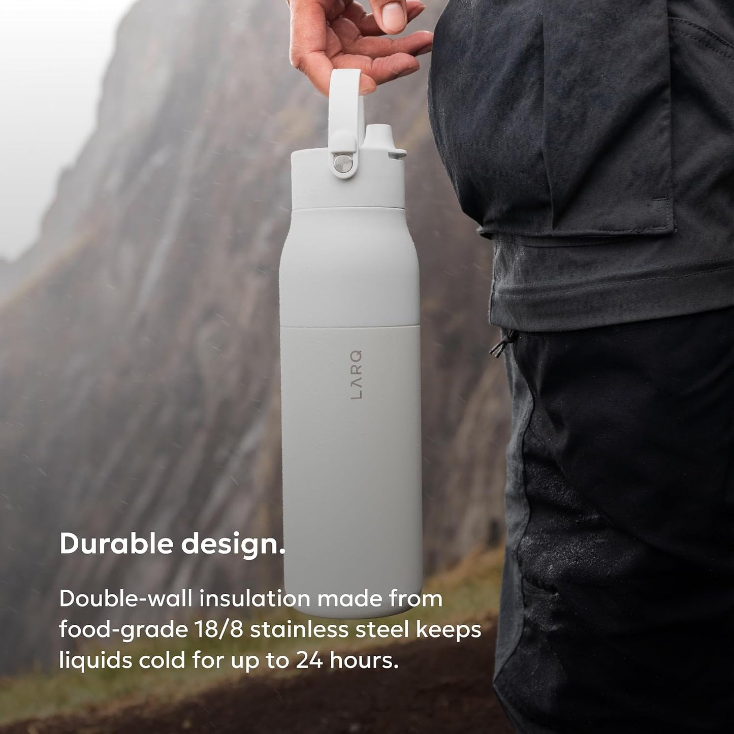 LARQ Swig - Botella de agua de acero inoxidable aislada con pajita...