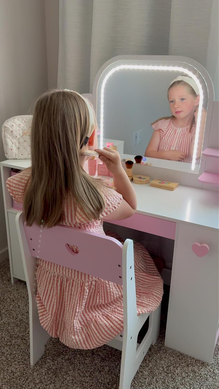 KIDBEST Juego de maquillaje de madera para niñas pequeñas [2026] Ki...