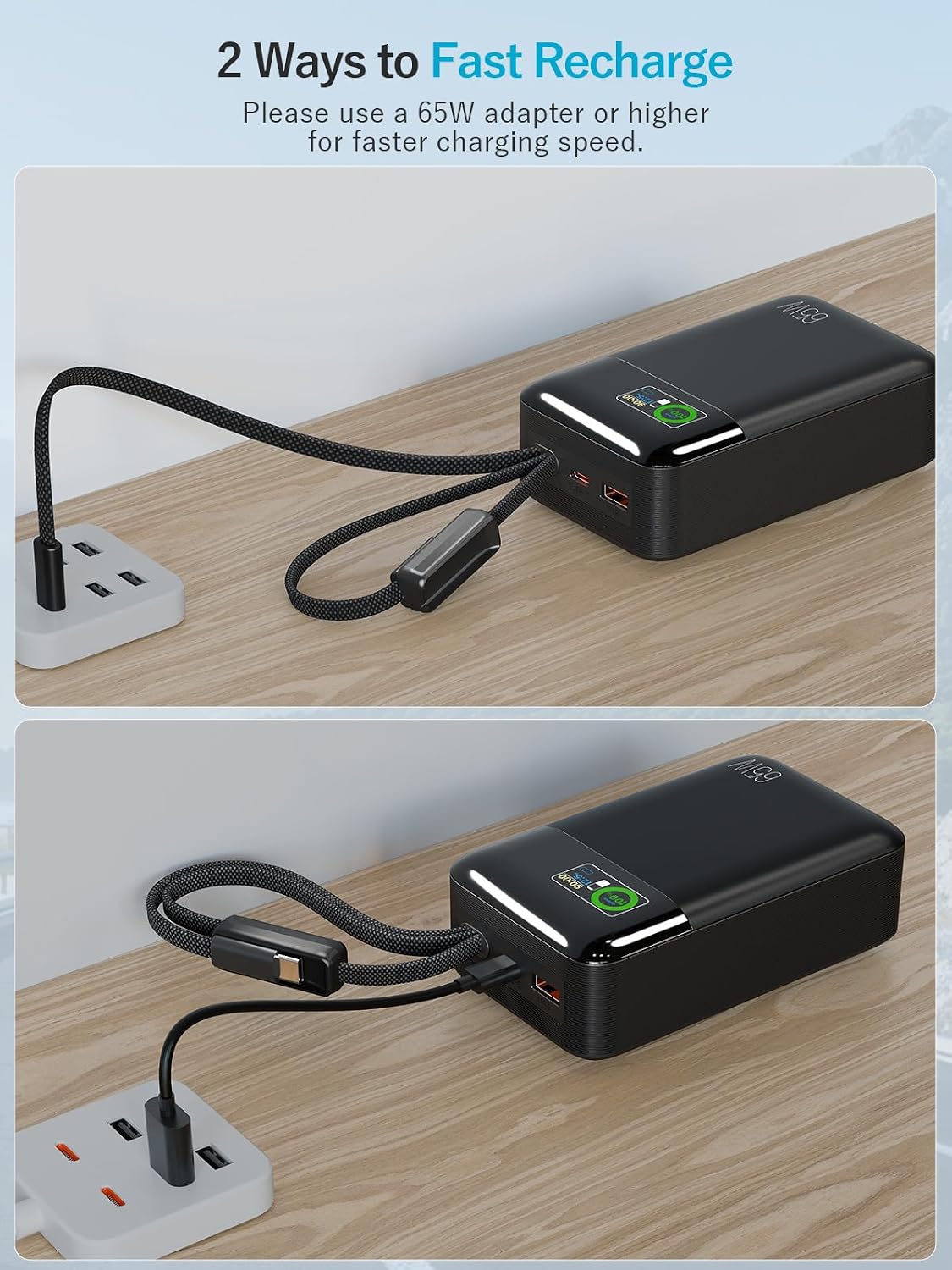 Feidyns Cargador portátil para portátil de 65 W \u2013 Banco de ene...