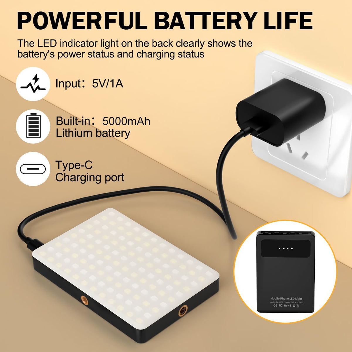 Singwil Luz de selfie de 120 LED para iPhone, luz de teléfono portá...