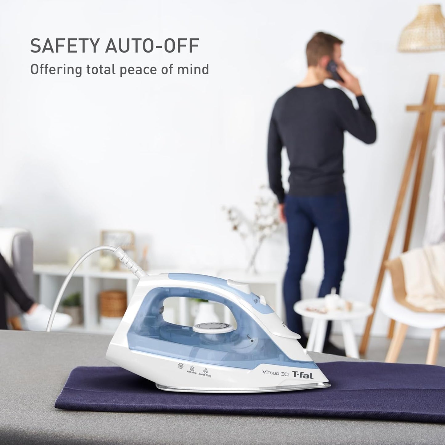 T-Fal Virtuo Plancha de vapor para ropa, vaporizador de ropa, ráfag...