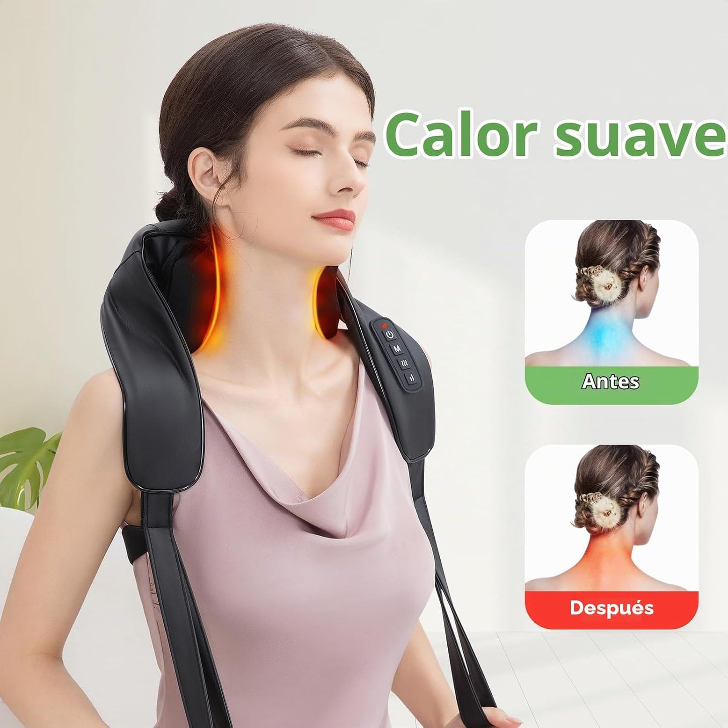 MASGRE Almohada Masajeadora Shiatsu para Cuello y Espalda con Calor...