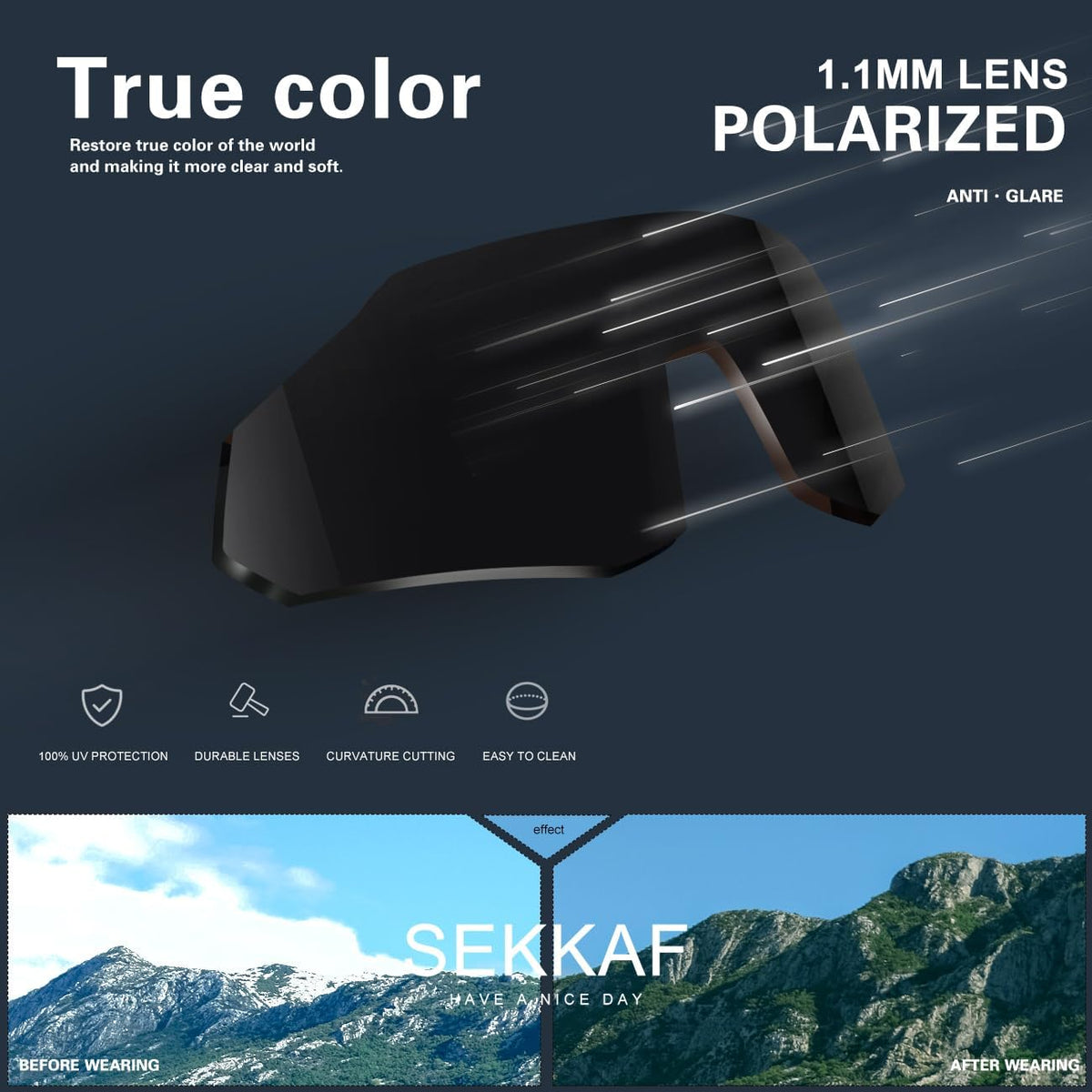 SEKKAF Gafas de sol deportivas polarizadas para hombres y mujeres,...