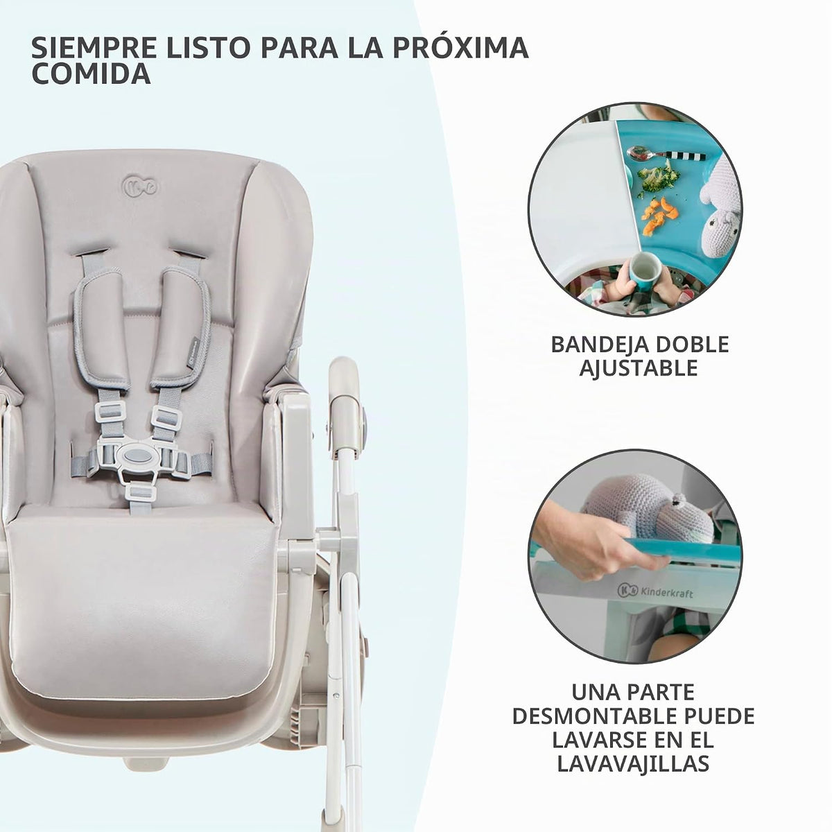 Kinderkraft Yummy - Silla de bebé, color gris | Ergonómico, reclina...