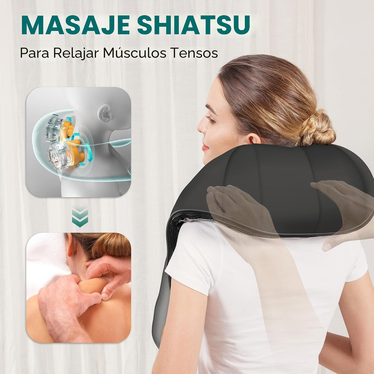 Snailax Masajeador inalámbrico \u2013 Shiatsu Masajeador de cuello...