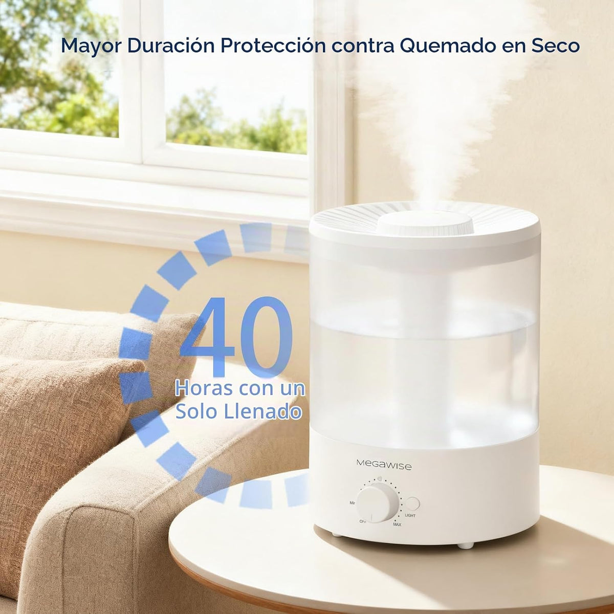 MEGAWISE Humidificador de niebla fría, humidificador ultrasónico co...