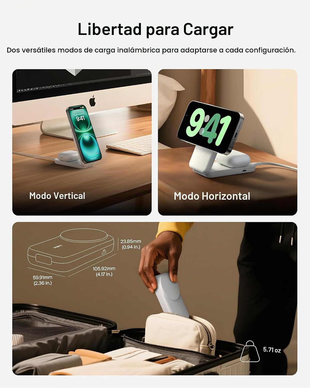 Belkin - Cargador MagSafe compatible, estación de carga 2 en 1, bas...