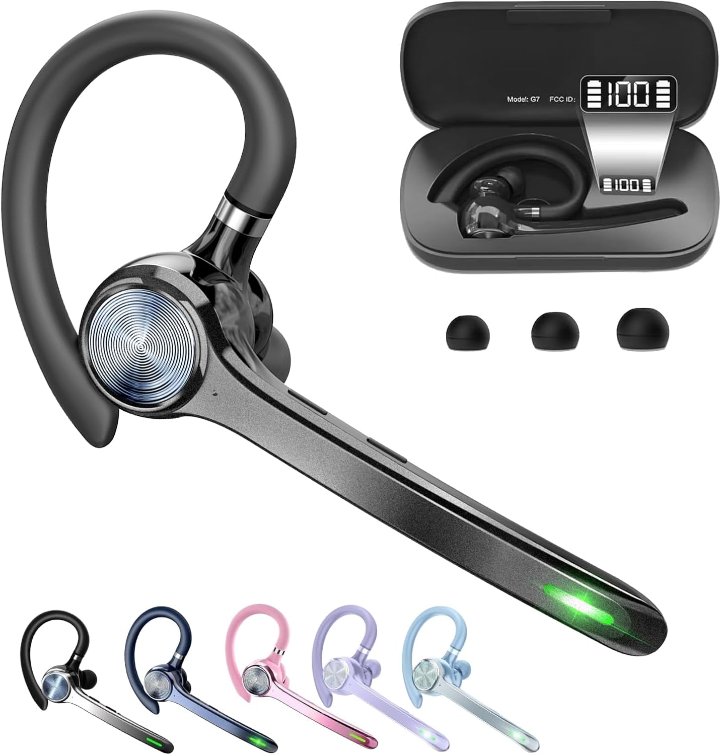 HEIBAS Auriculares Bluetooth, auricular inalámbrico con micrófono p...