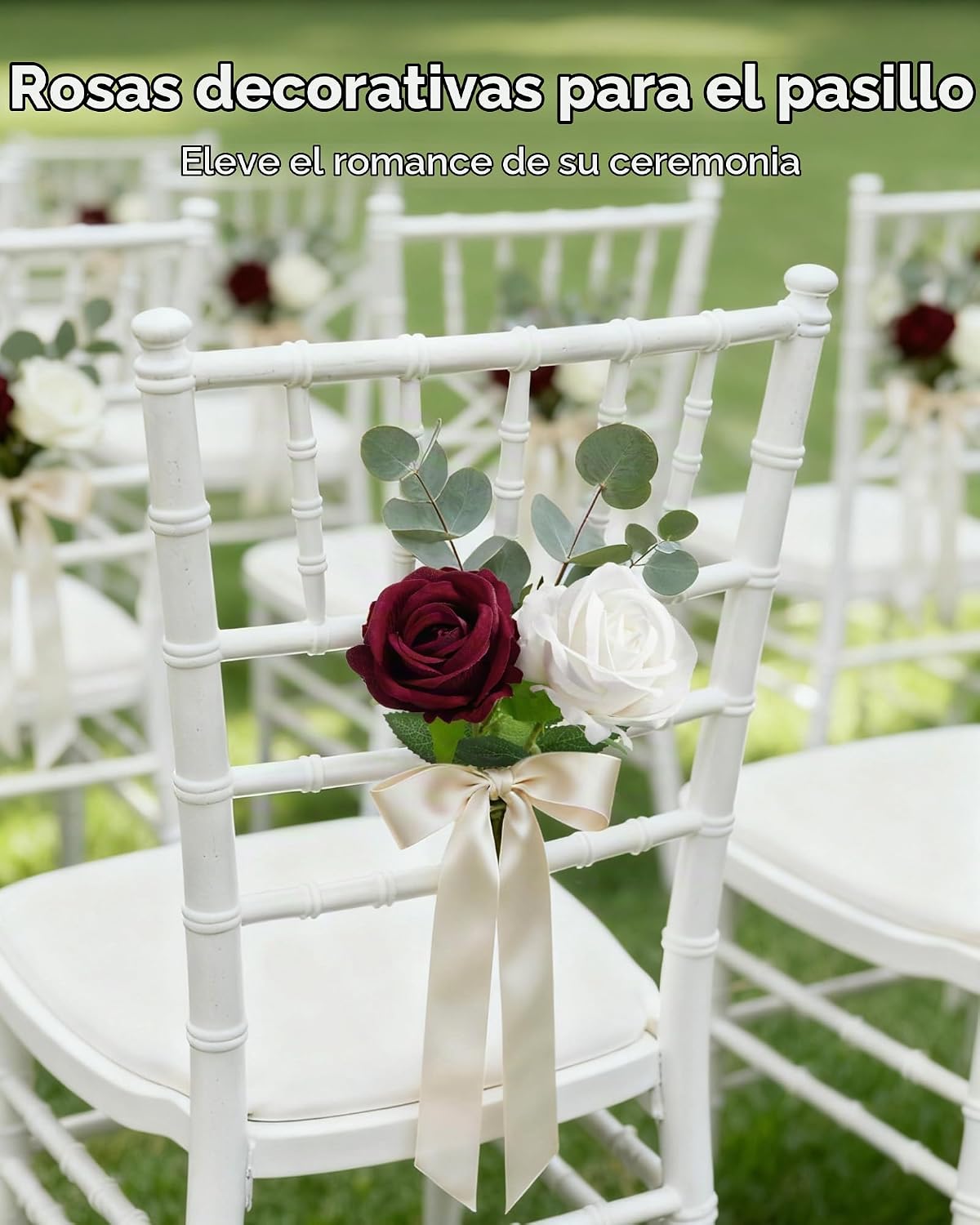 InnoGear 50 flores artificiales de seda de terciopelo de color burd...