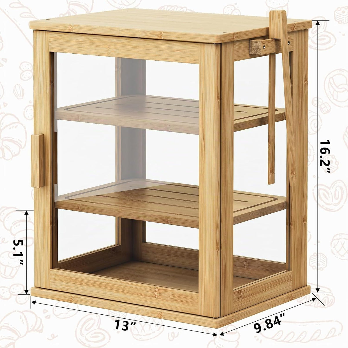 WOWLIVE Caja de Pan de Bambú para Encimera de Cocina, Contenedor de...