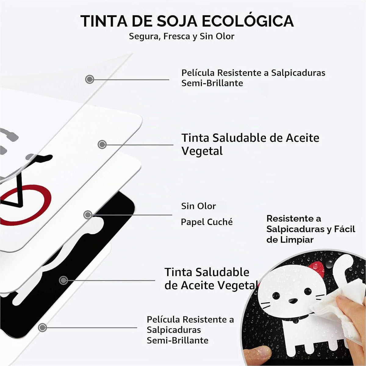 beiens Tarjetas didácticas para bebés de alto contraste, color blan...