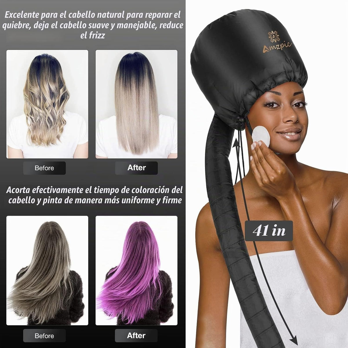 Accesorio para secador de pelo de capó, suave, ajustable, extra gra...