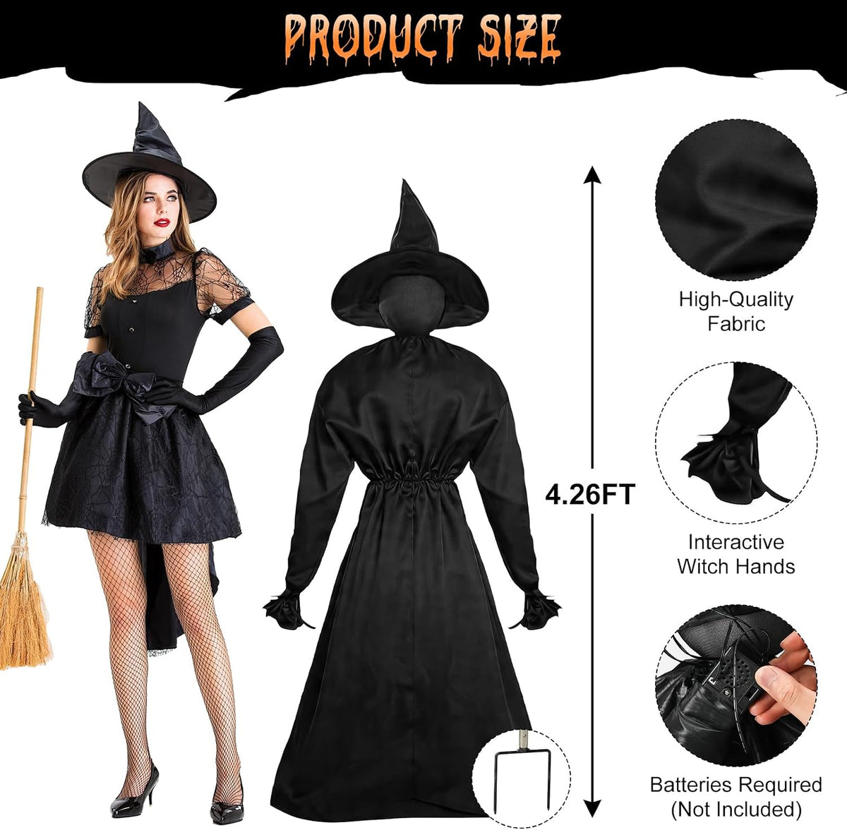 Decoraciones de Halloween para exteriores, paquete de 5 brujas de 4...