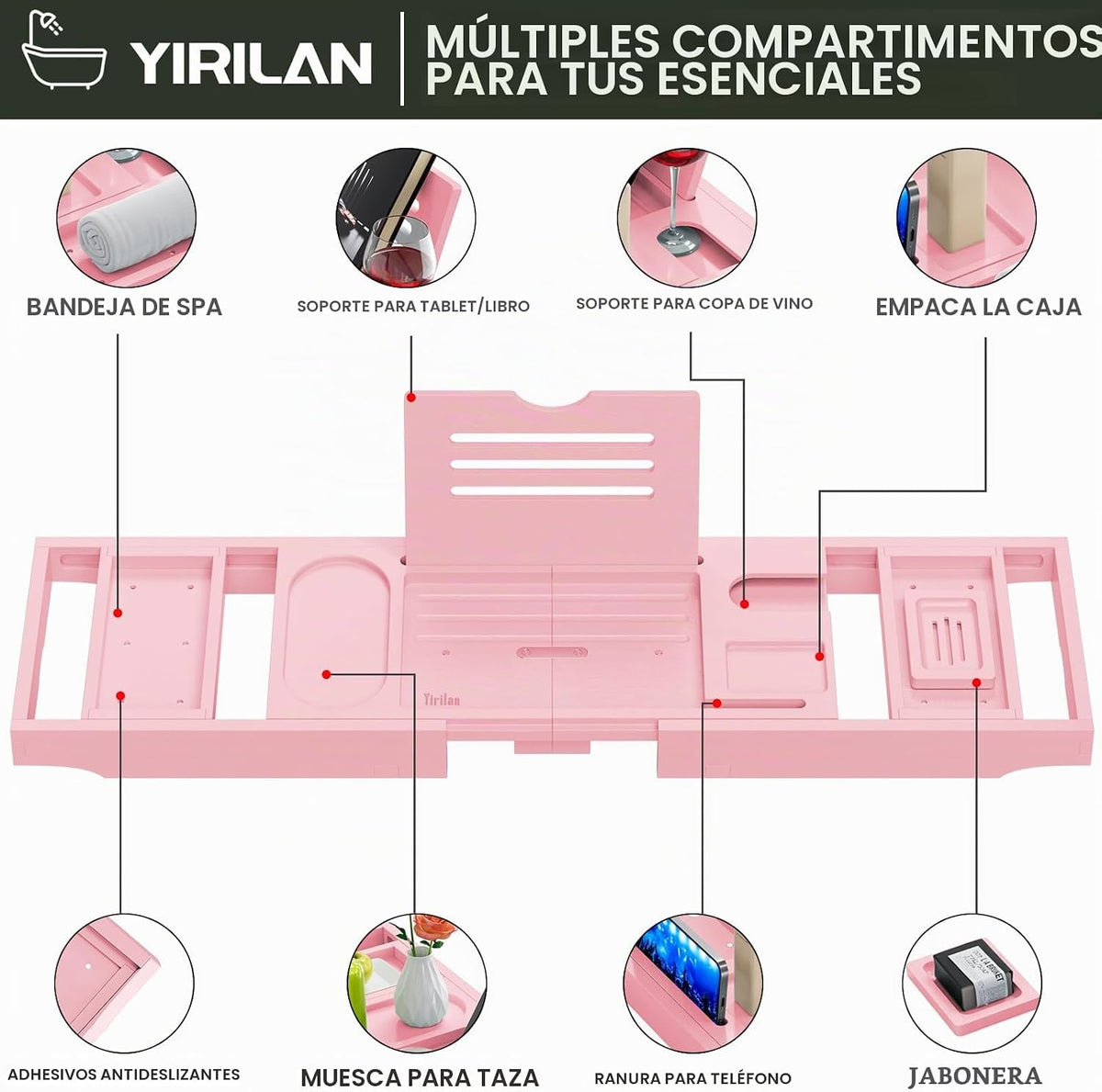 Bandeja de bañera de alta calidad, bandeja de baño expandible, rega...