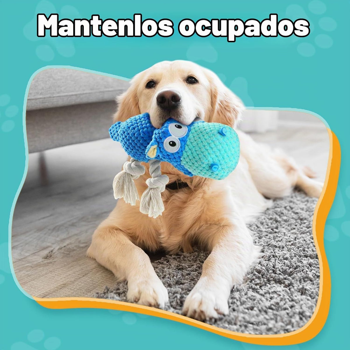 TOOPTATE Hippo Squeaky - Juguete para perro, azul, mediano | Bonito...