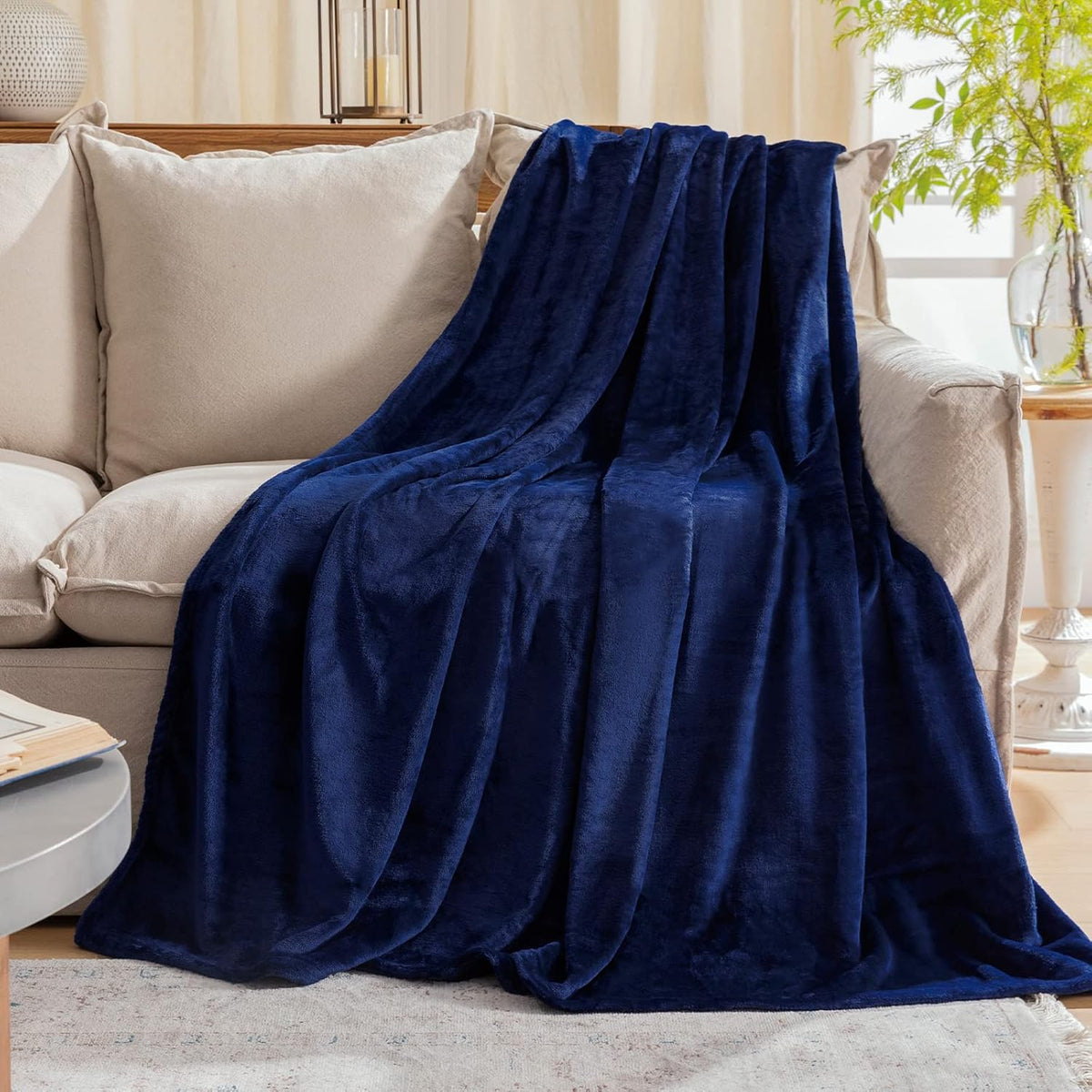 JIAHANNHA - Manta de forro polar de felpa azul marino (50x60 pulgad...