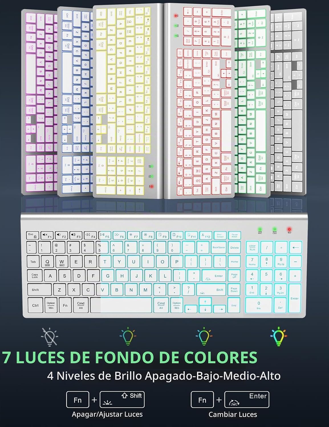 SABLUTE Combo de teclado y mouse inalámbricos retroiluminados, tecl...