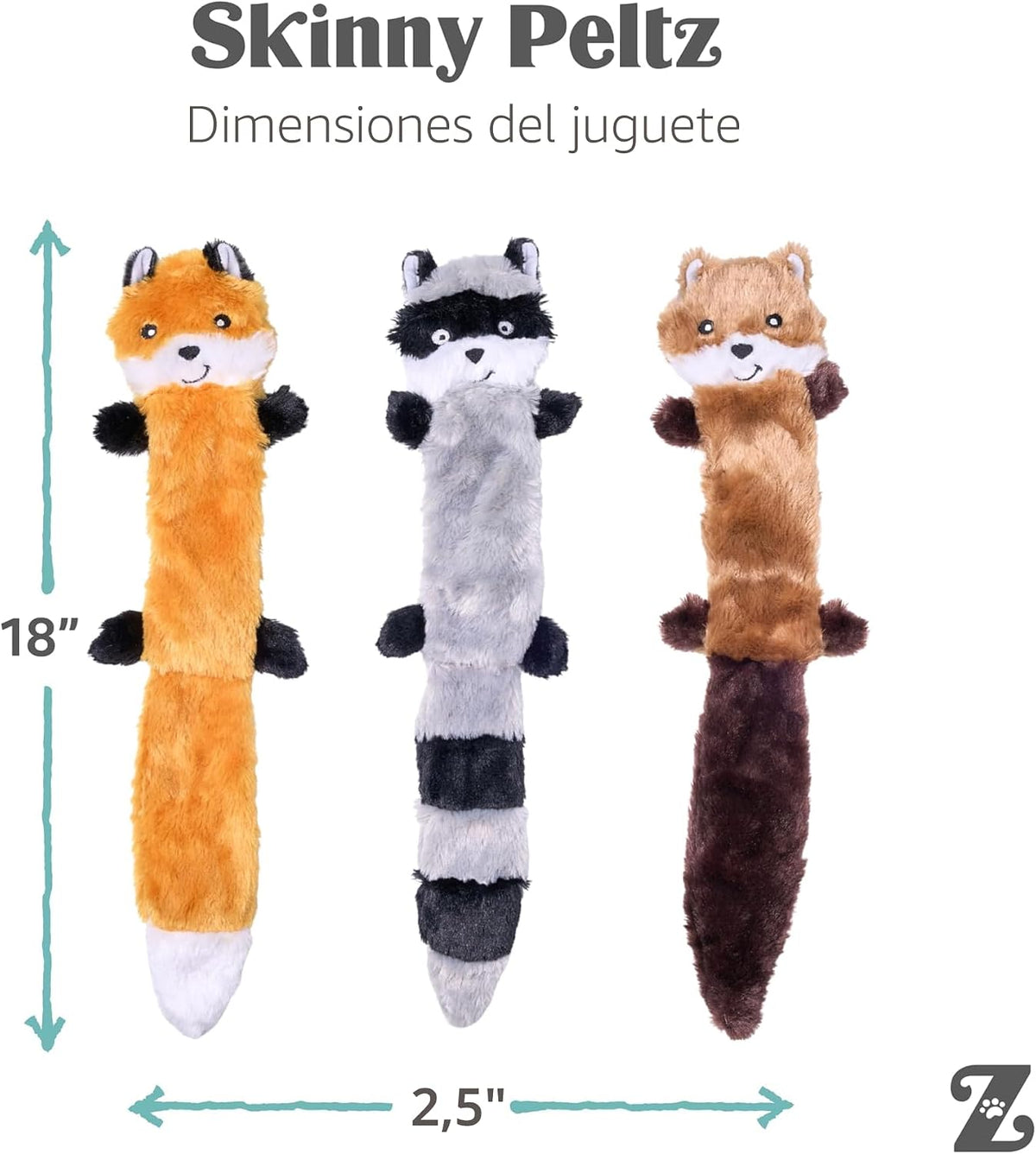 ZippyPaws Skinny Peltz - Paquete de juguetes para perros sin rellen...