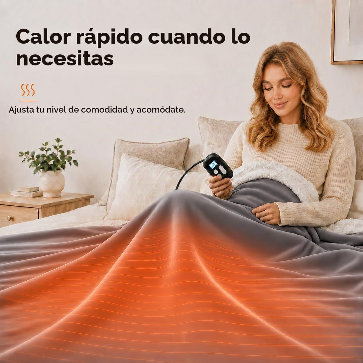 LaffyLo Manta térmica eléctrica tamaño matrimonial de 72 x 84 pulga...