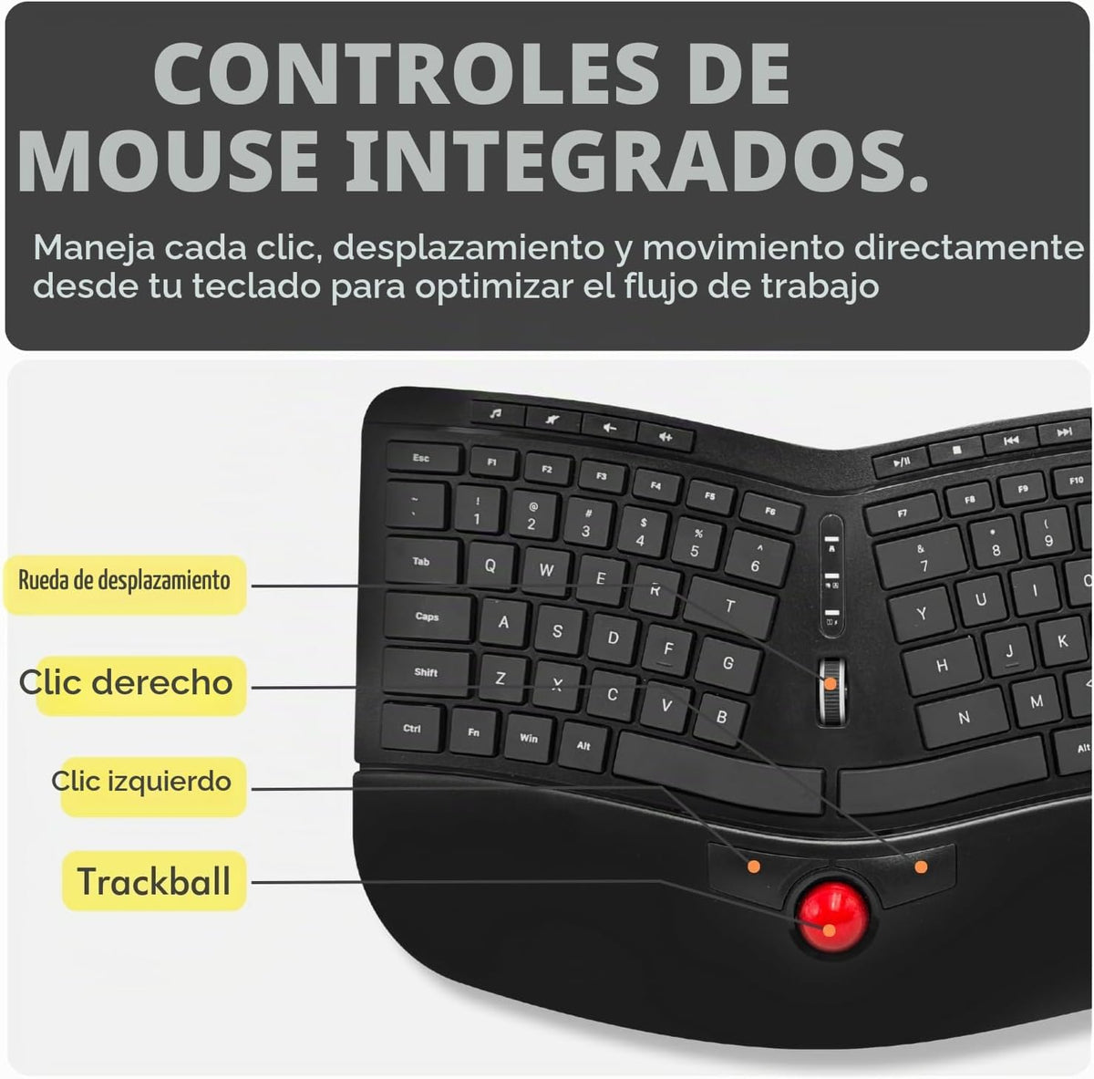 X9 Performance Teclado Inalámbrico Ergonómico con Trackball - Recar...