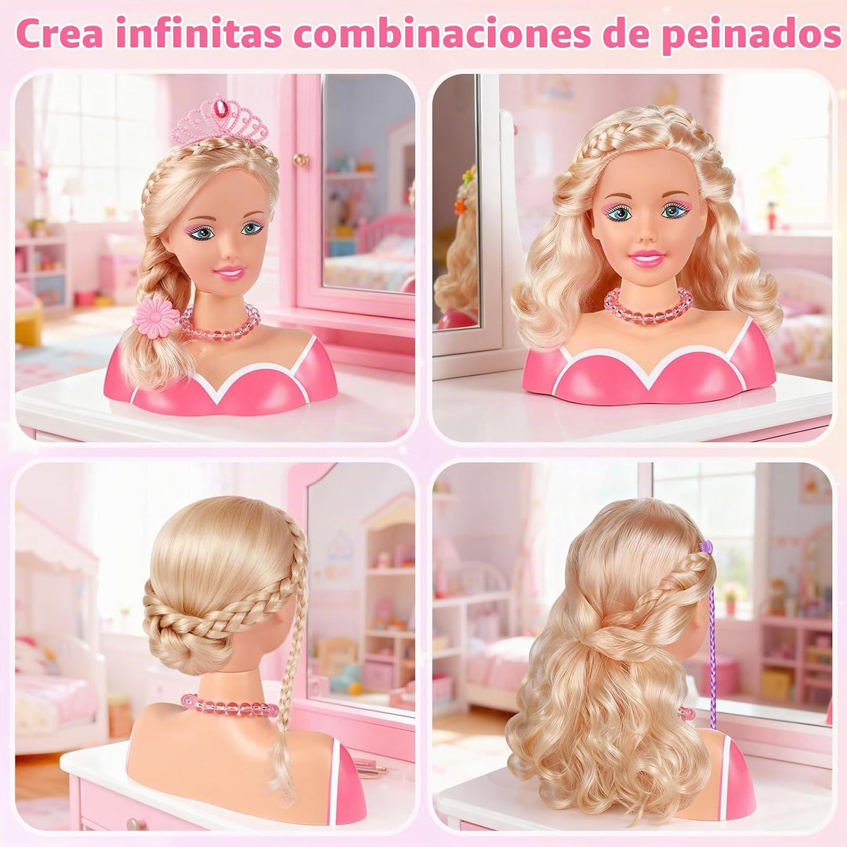 KUBUSFLY 44 piezas de juguetes de peinado para muñecas para niñas,...