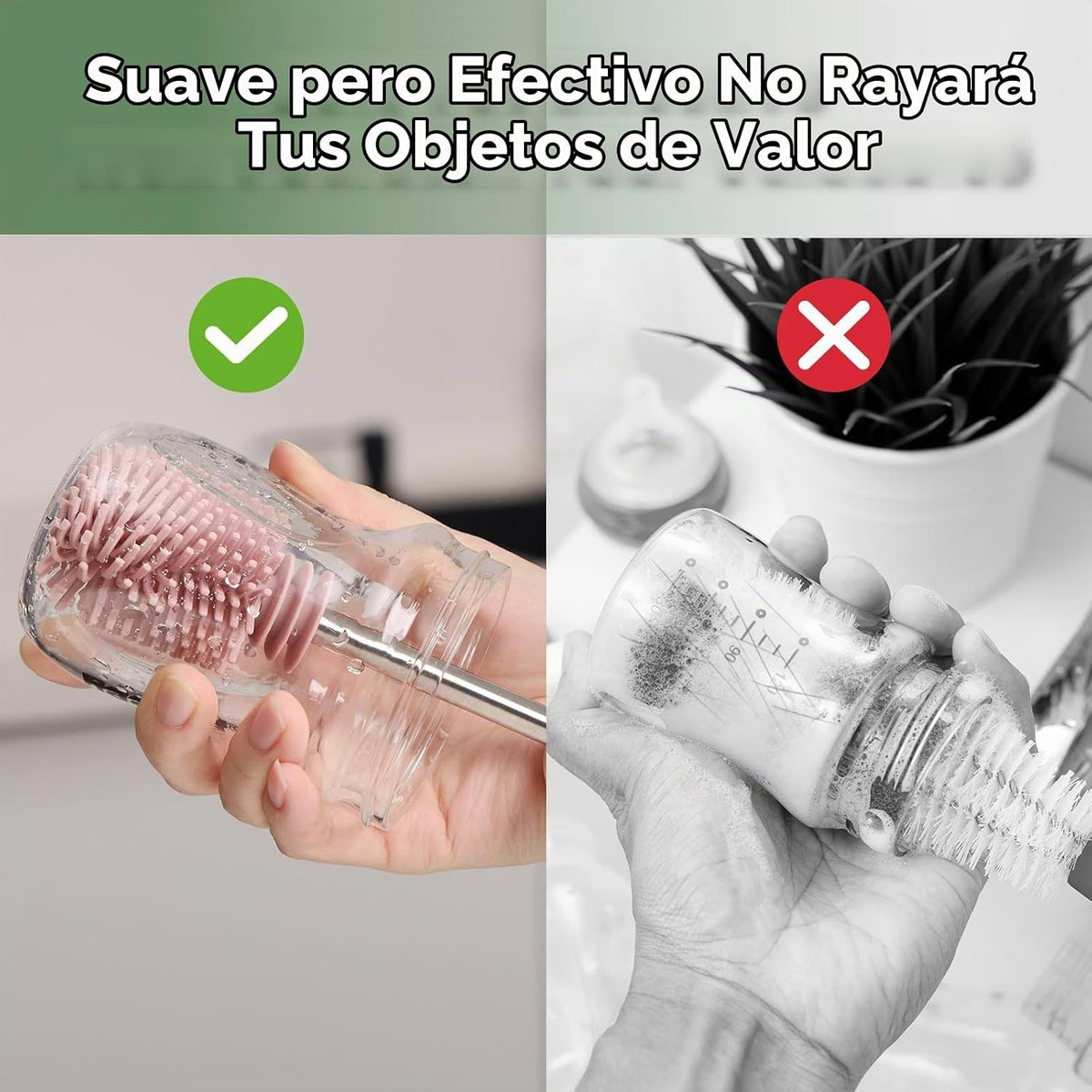 Haakaa Kit de cepillo de limpieza de silicona, rosa, limpiador de c...