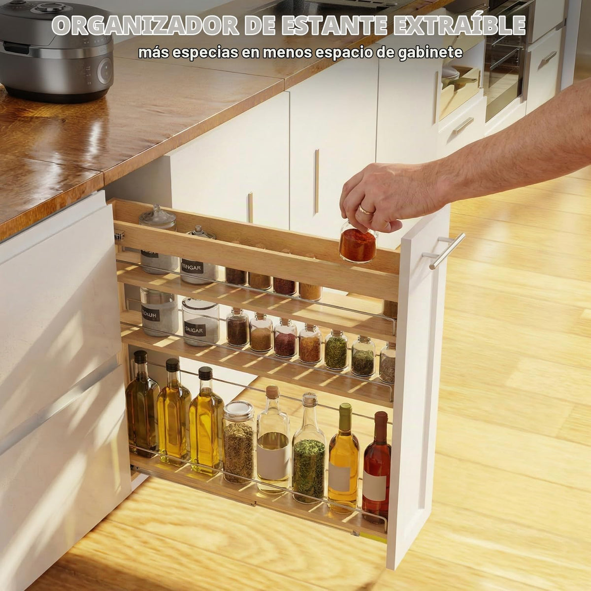 Gsskny Organizador extraíble de especias para gabinete, 6.5 pulgada...