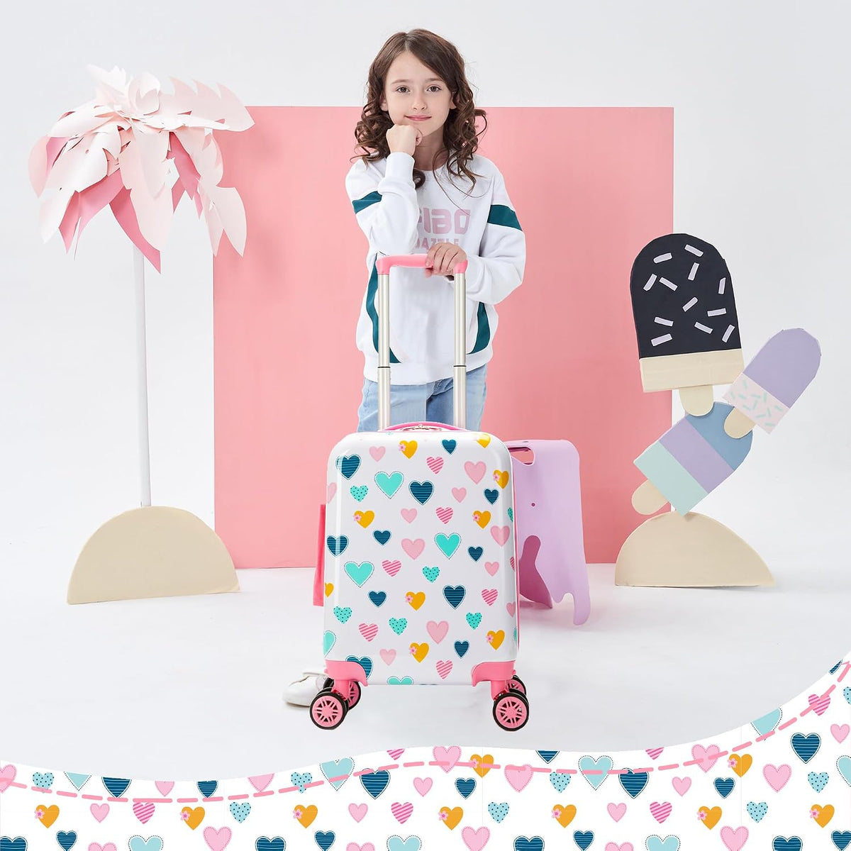 Juego de equipaje para niños Esteemly 5 piezas Juego de maletas 16&...