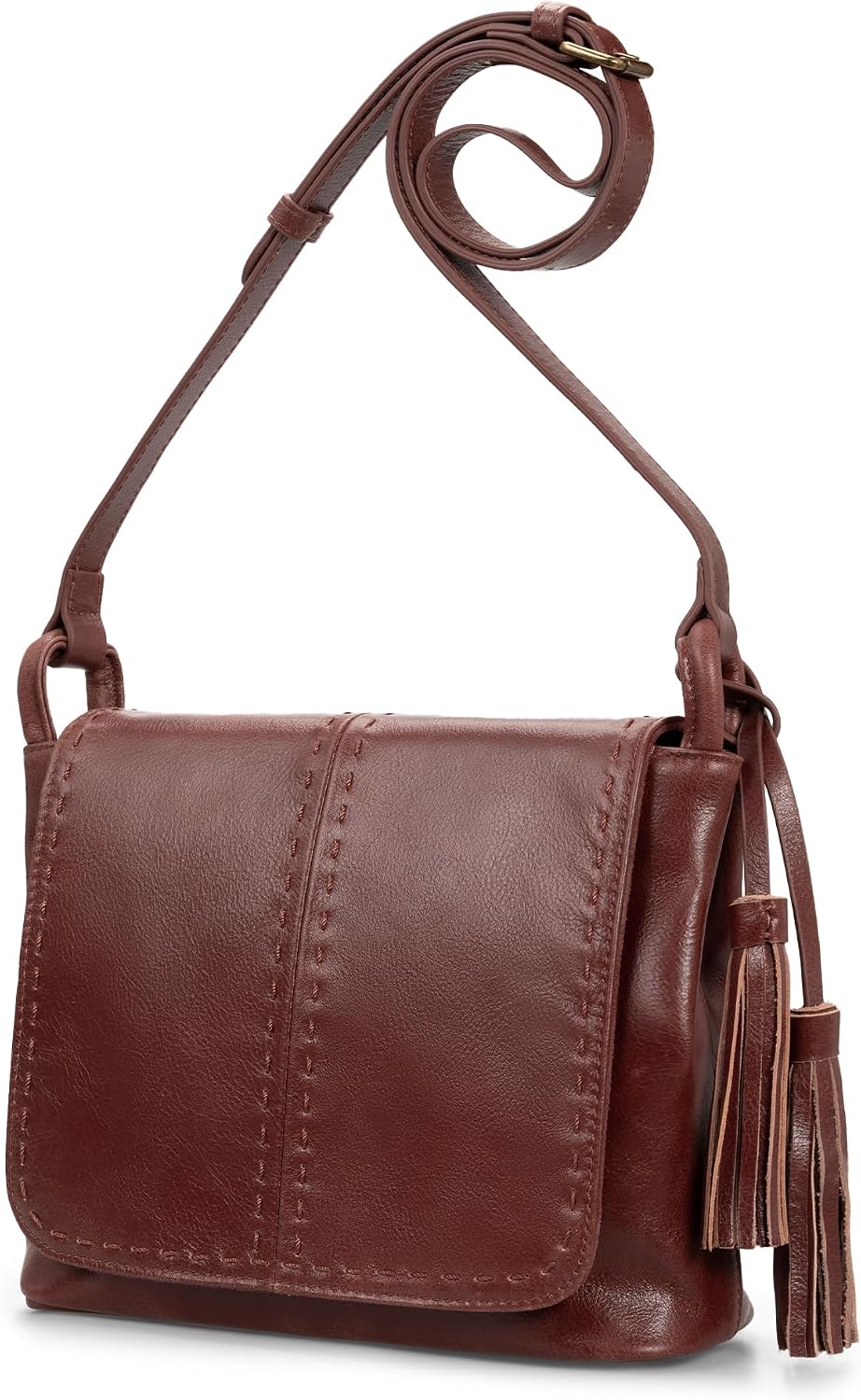 befen Bolso cruzado de cuero vintage para mujer, bolso de cuero gen...