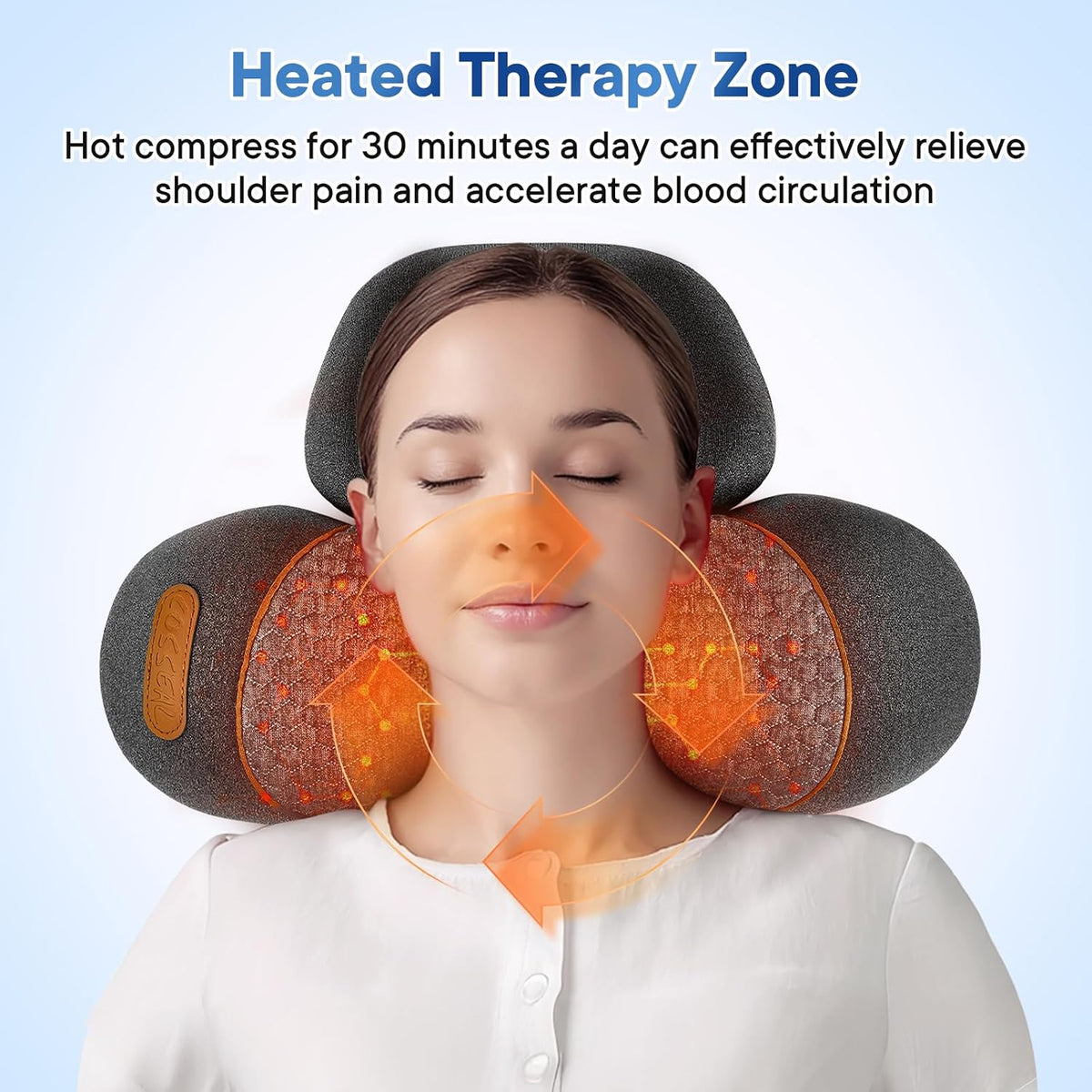 Almohada de masaje de cuello 3 en 1 con calor, masaje y estiramient...