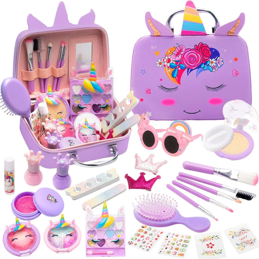 Kit de maquillaje lavable y no tóxico para niñas, juego de cosmétic...