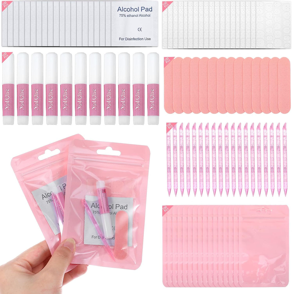 Kit de herramientas para uñas de 100 piezas, color rosa, para empre...