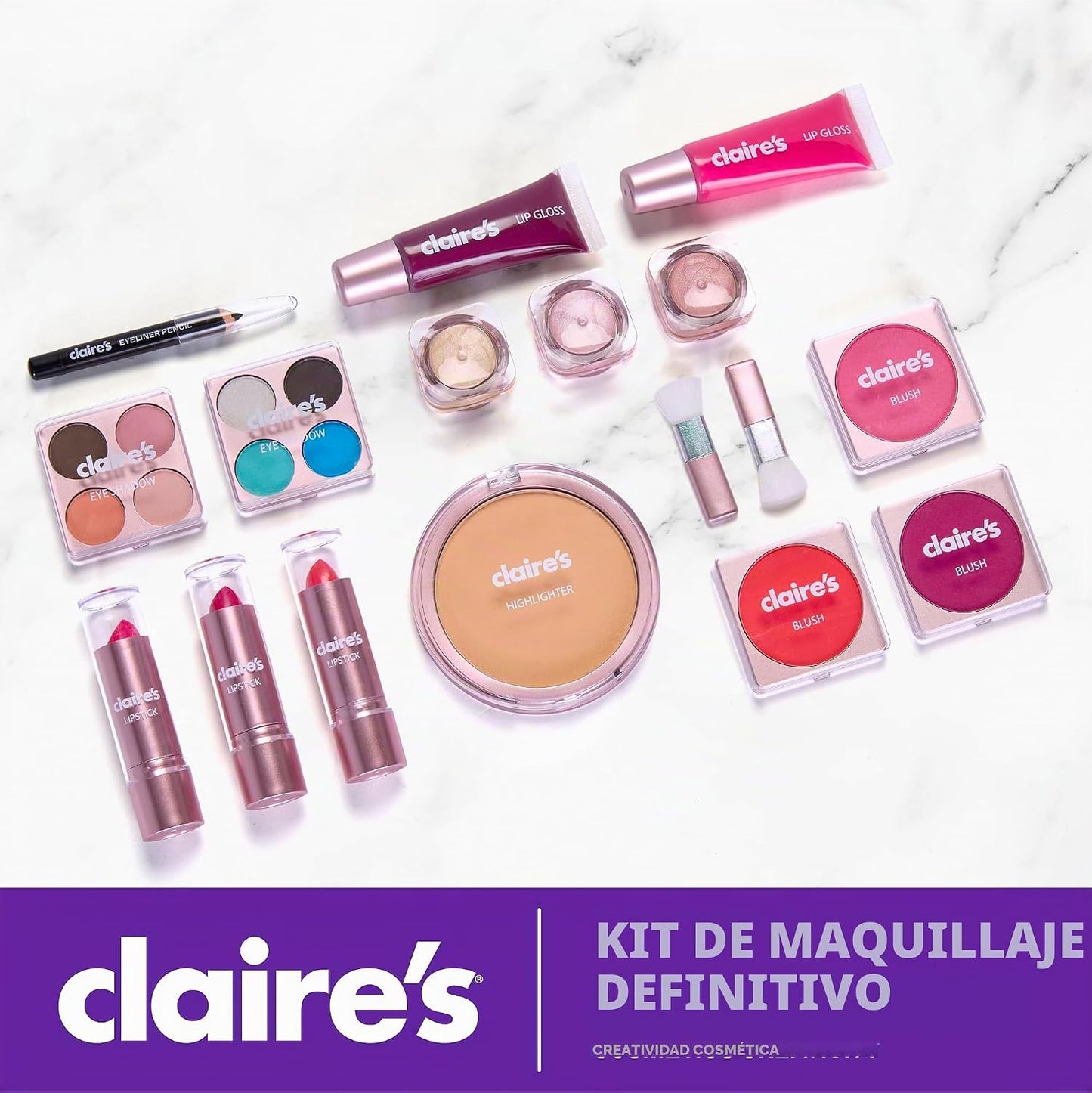Claire's Kit de maquillaje definitivo, juego de cosméticos real...