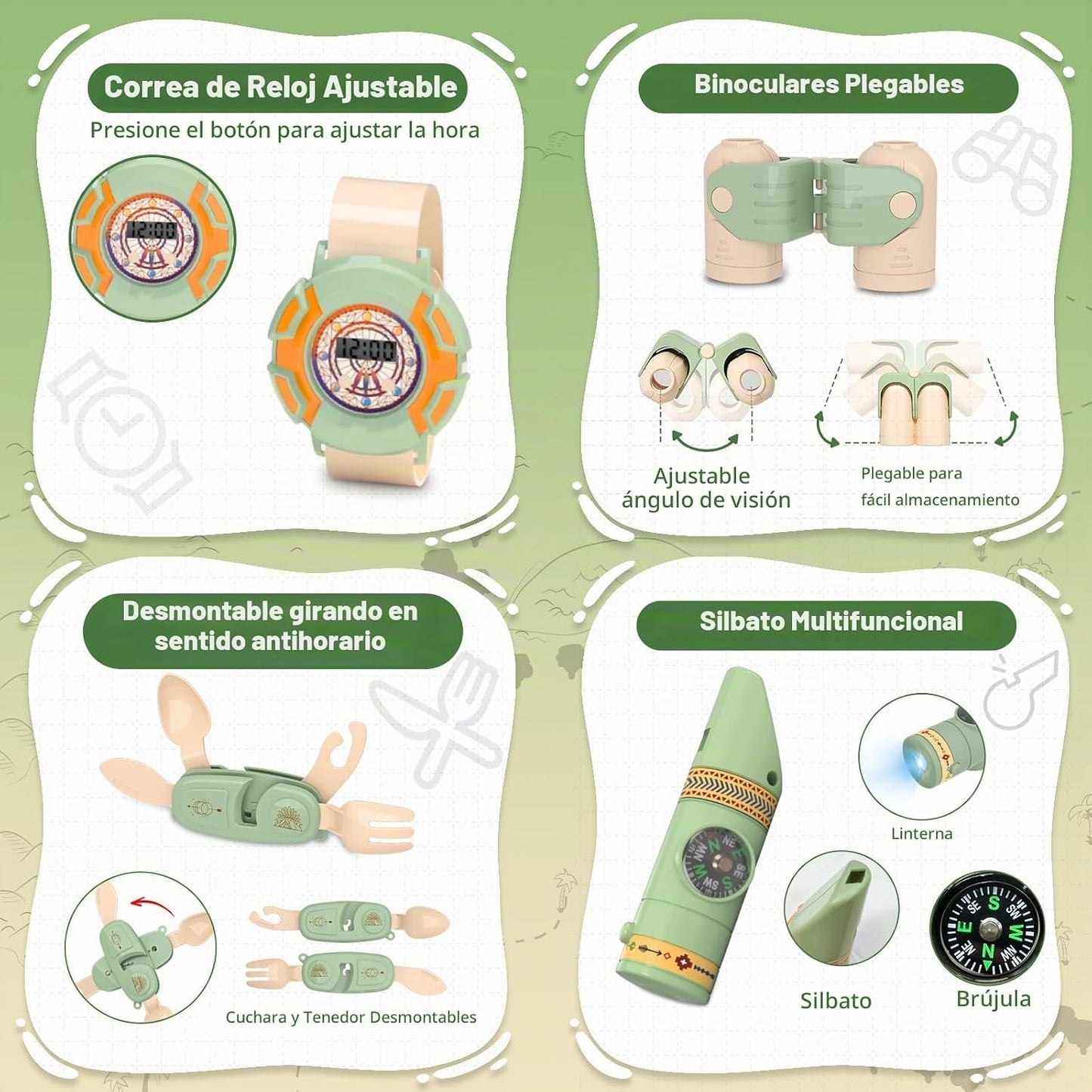 Fistone - Juego de acampada para niños de 50 piezas con mesa plegab...