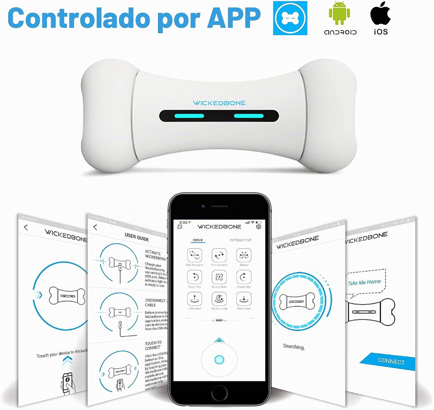 Wickedbone Hueso inteligente, juguete automático e interactivo para...