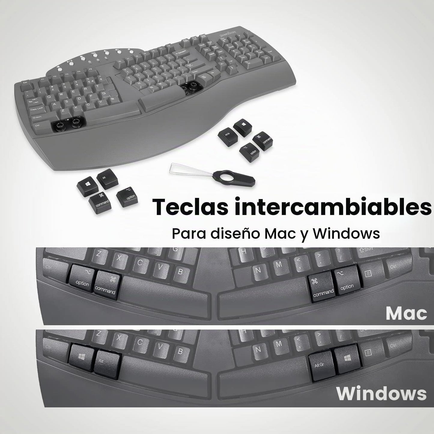 Perixx Periboard-612B - Teclado Inalámbrico Ergonómico Split con Mo...