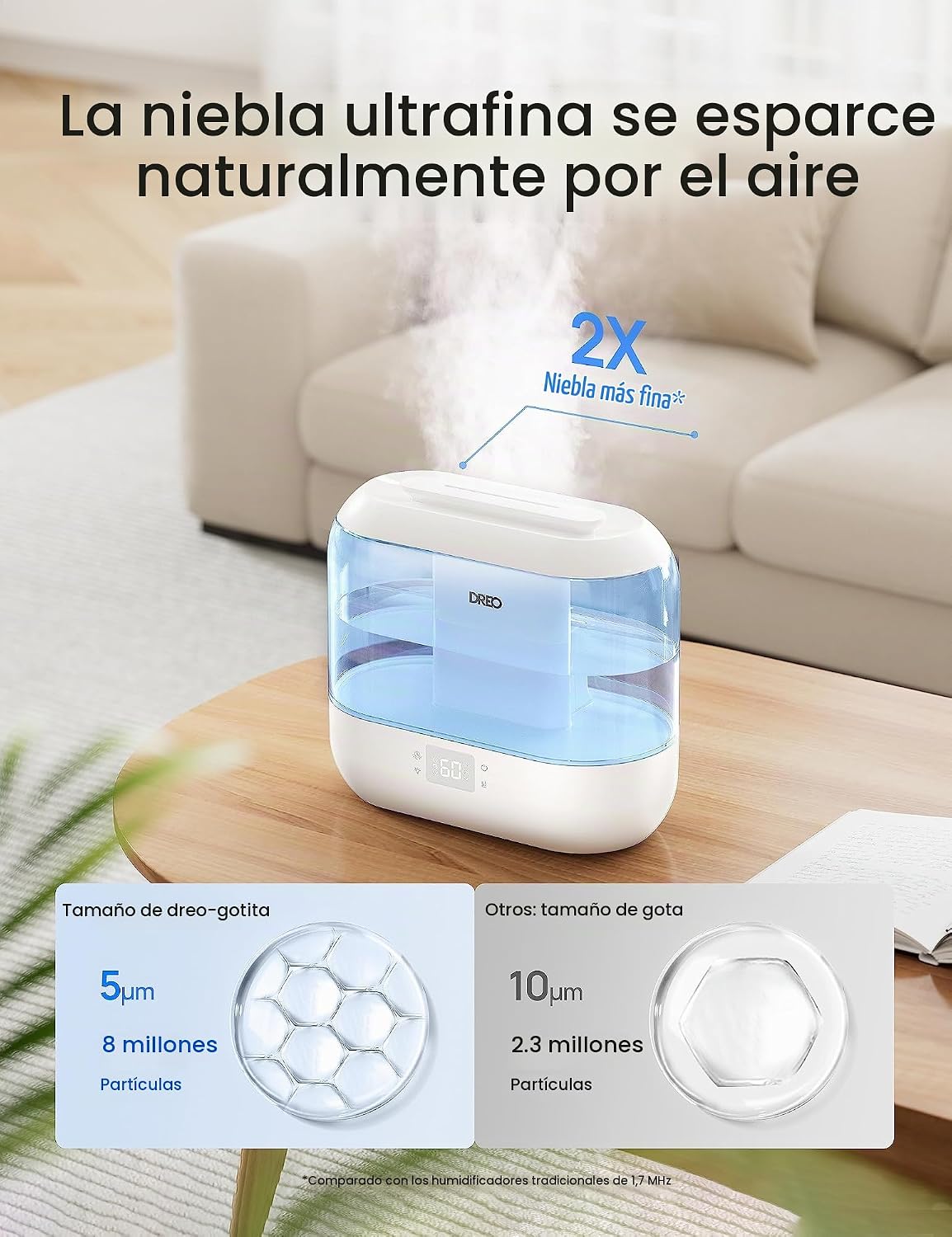 Dreo Humidificadores inteligentes para dormitorio, filtro incluido,...